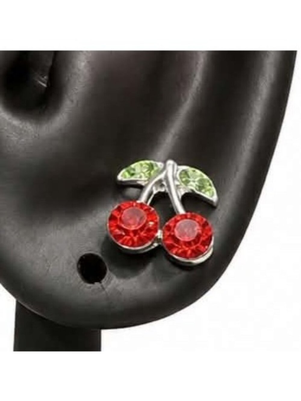 Red Rhinestone Cherry Stud Earrings
